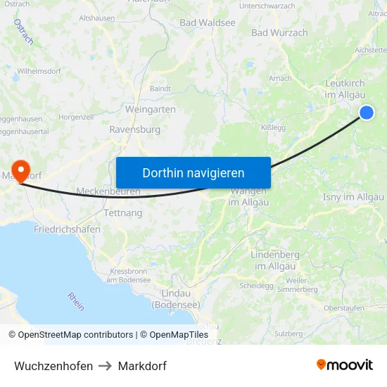 Wuchzenhofen to Markdorf map