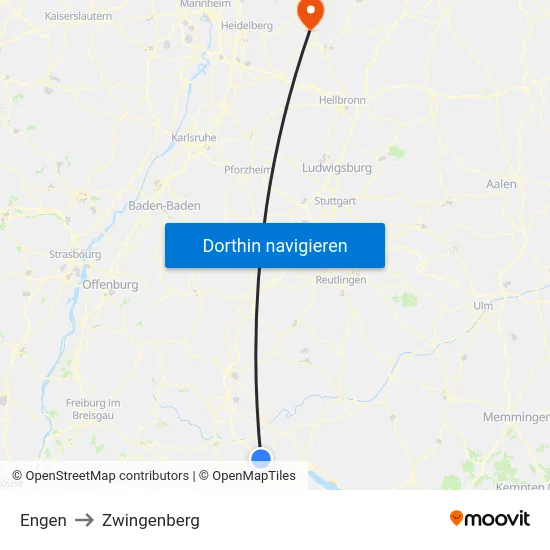 Engen to Zwingenberg map