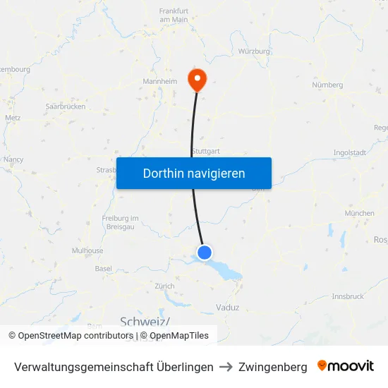 Verwaltungsgemeinschaft Überlingen to Zwingenberg map