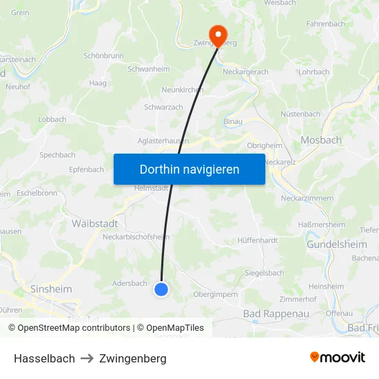 Hasselbach to Zwingenberg map