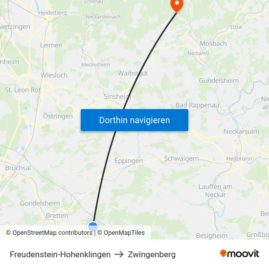 Freudenstein-Hohenklingen to Zwingenberg map