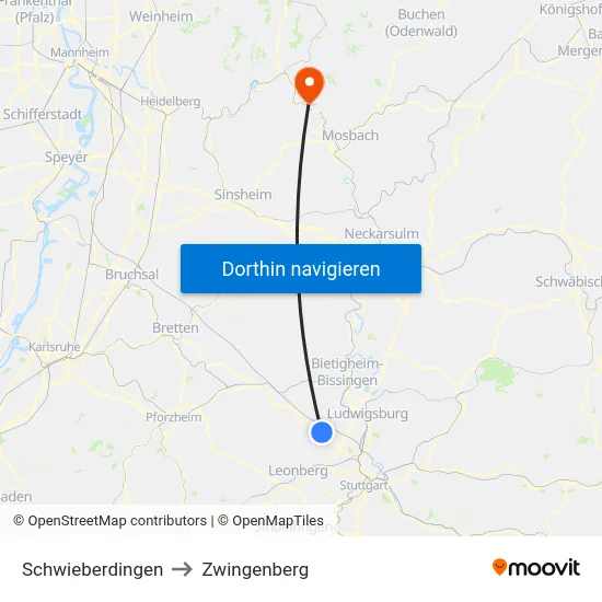 Schwieberdingen to Zwingenberg map