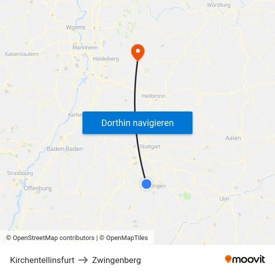 Kirchentellinsfurt to Zwingenberg map