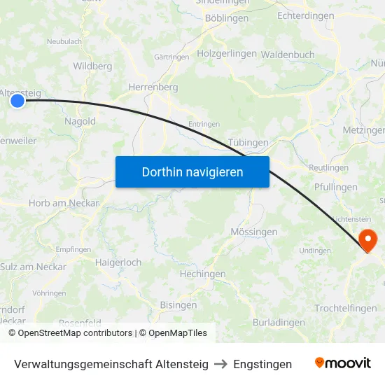 Verwaltungsgemeinschaft Altensteig to Engstingen map