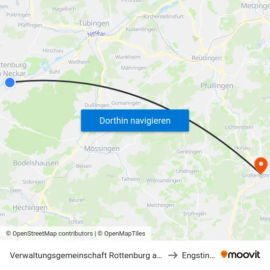 Verwaltungsgemeinschaft Rottenburg am Neckar to Engstingen map