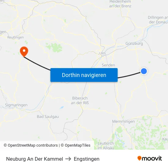 Neuburg An Der Kammel to Engstingen map