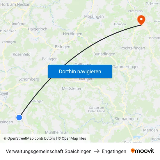 Verwaltungsgemeinschaft Spaichingen to Engstingen map
