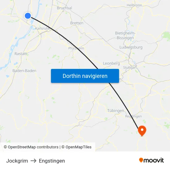 Jockgrim to Engstingen map