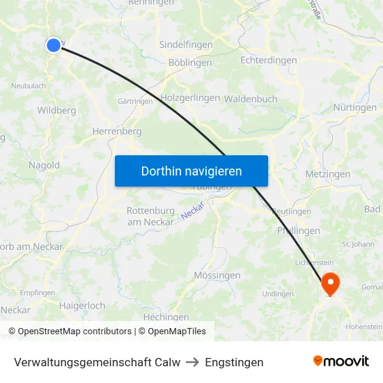 Verwaltungsgemeinschaft Calw to Engstingen map