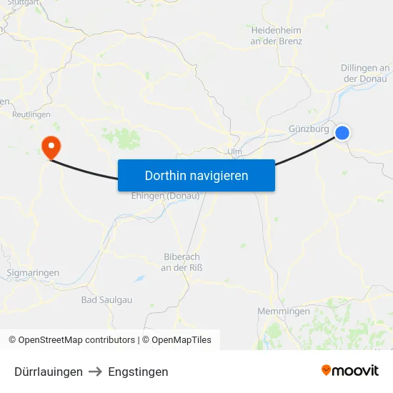 Dürrlauingen to Engstingen map