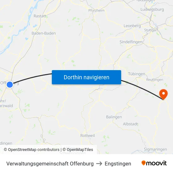 Verwaltungsgemeinschaft Offenburg to Engstingen map