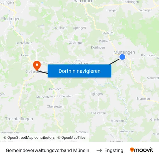 Gemeindeverwaltungsverband Münsingen to Engstingen map
