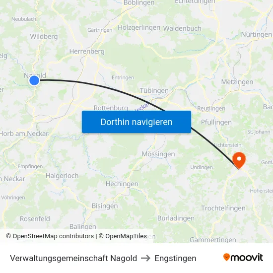 Verwaltungsgemeinschaft Nagold to Engstingen map