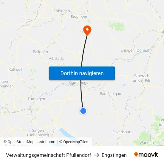 Verwaltungsgemeinschaft Pfullendorf to Engstingen map