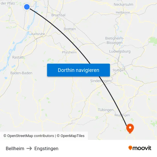 Bellheim to Engstingen map