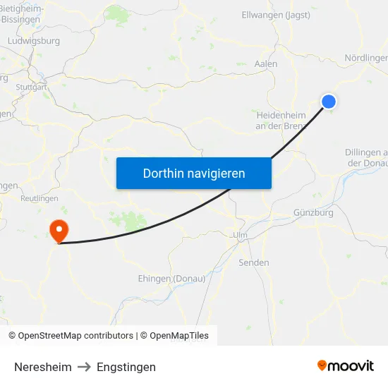 Neresheim to Engstingen map