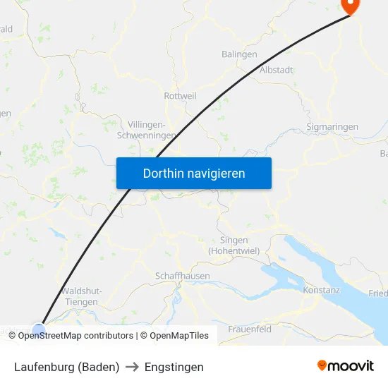 Laufenburg (Baden) to Engstingen map