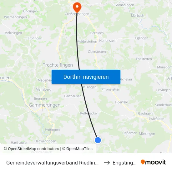 Gemeindeverwaltungsverband Riedlingen to Engstingen map