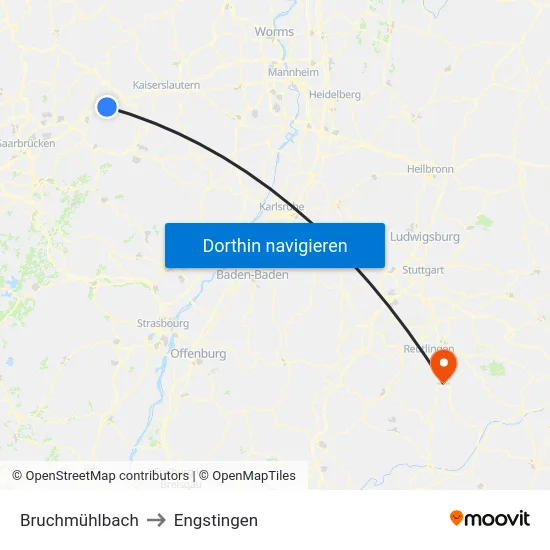 Bruchmühlbach to Engstingen map
