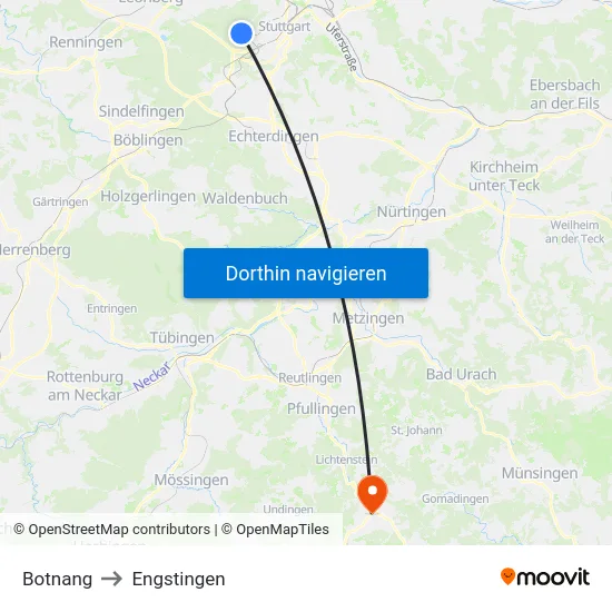 Botnang to Engstingen map