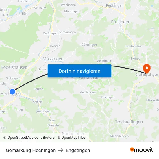 Gemarkung Hechingen to Engstingen map