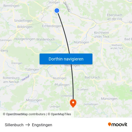Sillenbuch to Engstingen map