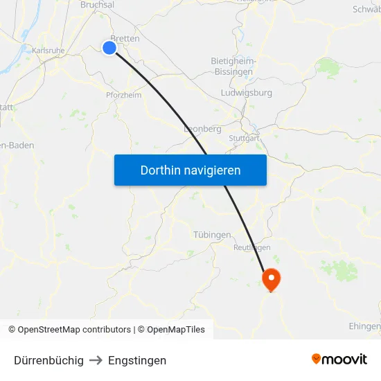 Dürrenbüchig to Engstingen map