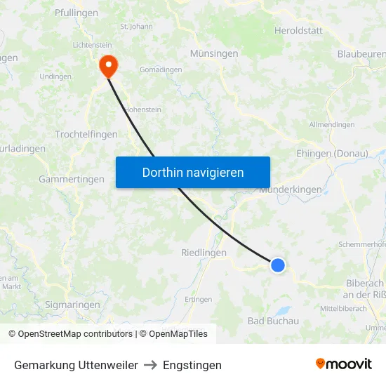 Gemarkung Uttenweiler to Engstingen map