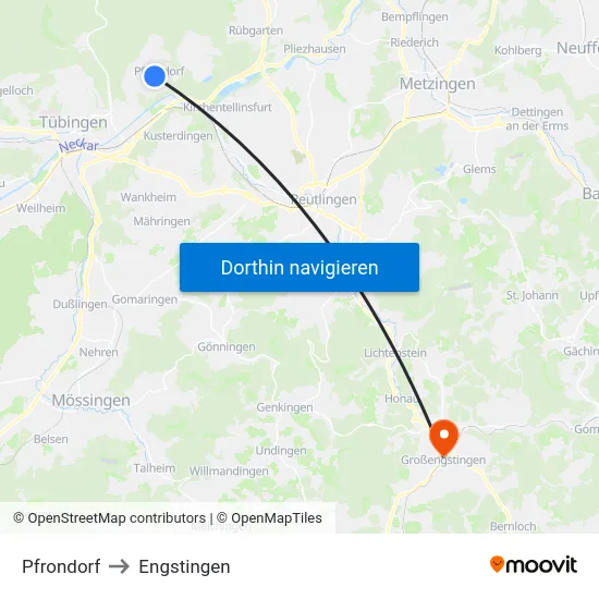 Pfrondorf to Engstingen map