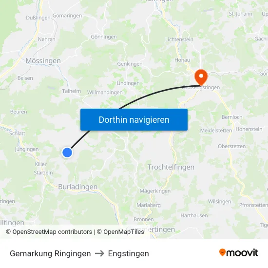 Gemarkung Ringingen to Engstingen map