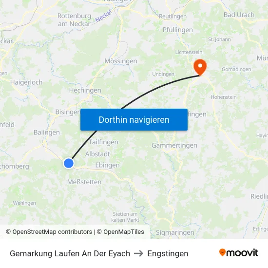 Gemarkung Laufen An Der Eyach to Engstingen map
