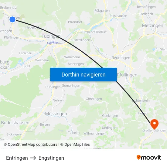 Entringen to Engstingen map
