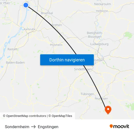 Sondernheim to Engstingen map