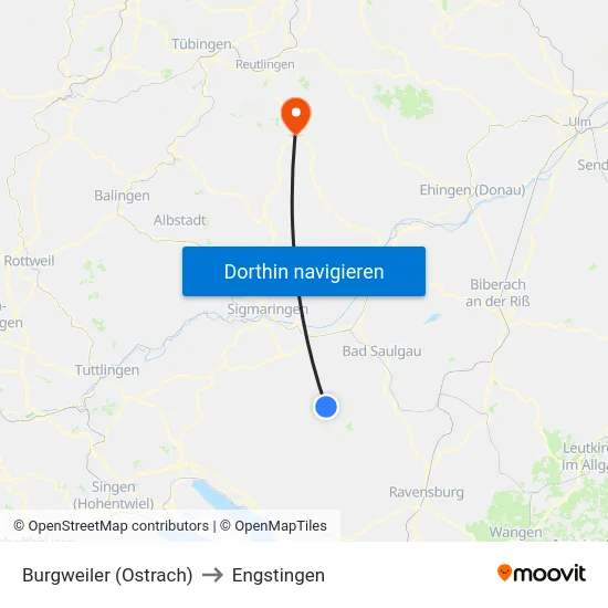 Burgweiler (Ostrach) to Engstingen map
