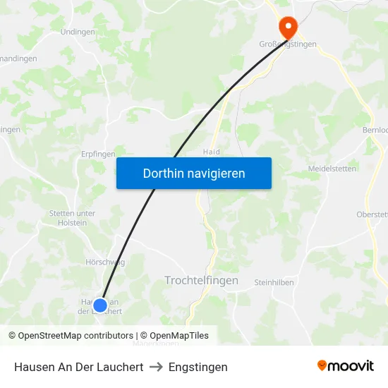 Hausen An Der Lauchert to Engstingen map