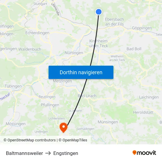 Baltmannsweiler to Engstingen map