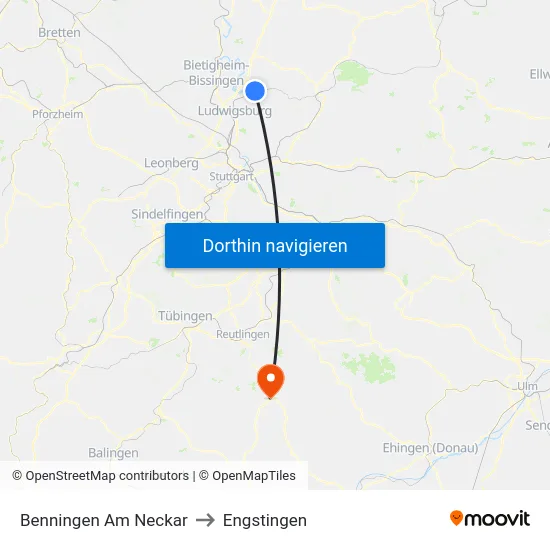 Benningen Am Neckar to Engstingen map