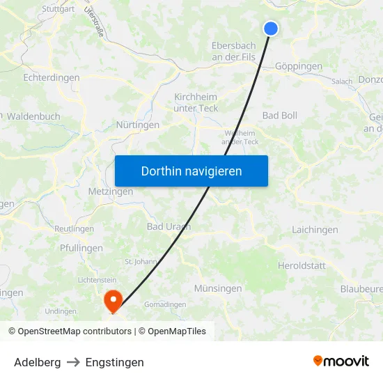 Adelberg to Engstingen map
