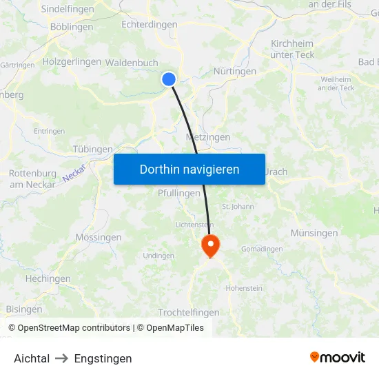 Aichtal to Engstingen map