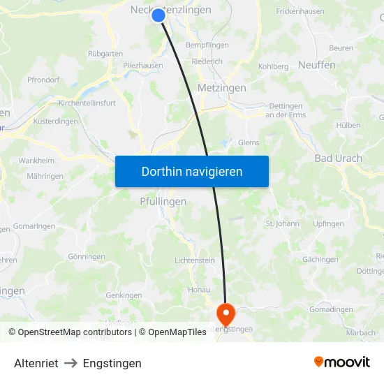 Altenriet to Engstingen map