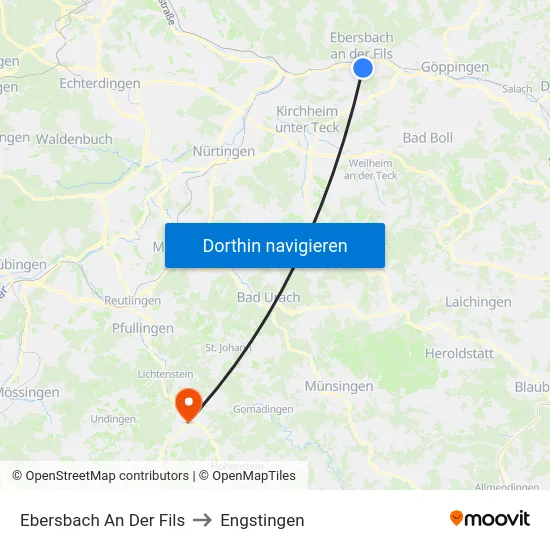 Ebersbach An Der Fils to Engstingen map