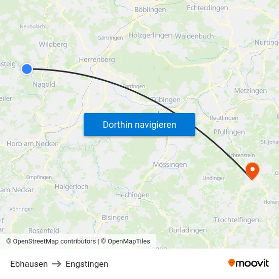Ebhausen to Engstingen map