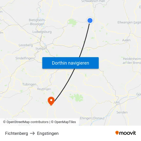 Fichtenberg to Engstingen map