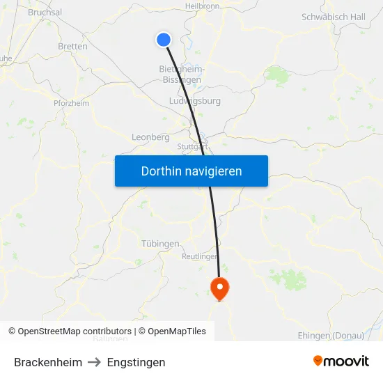 Brackenheim to Engstingen map