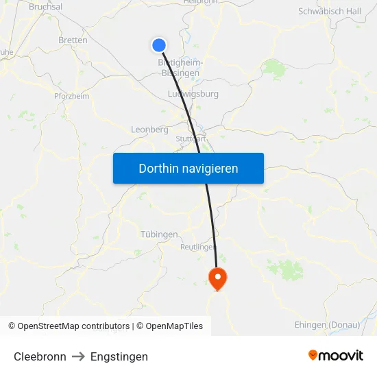Cleebronn to Engstingen map