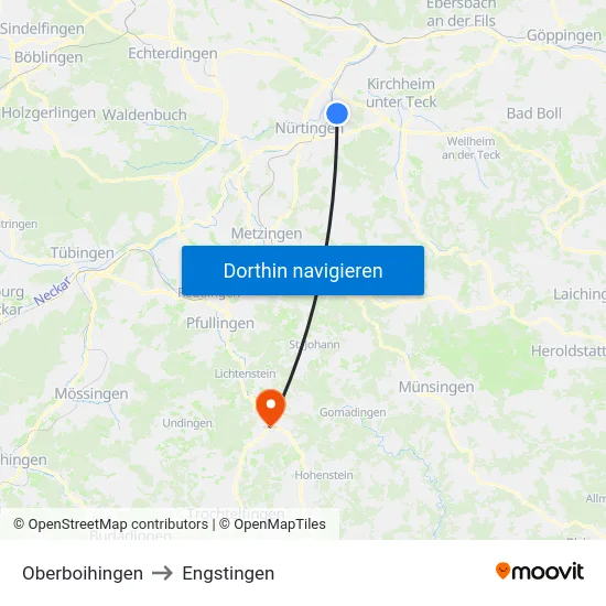 Oberboihingen to Engstingen map