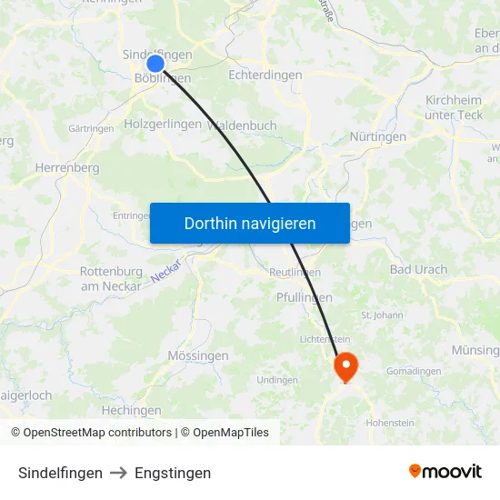Sindelfingen to Engstingen map