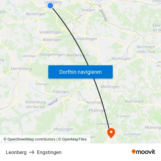 Leonberg to Engstingen map
