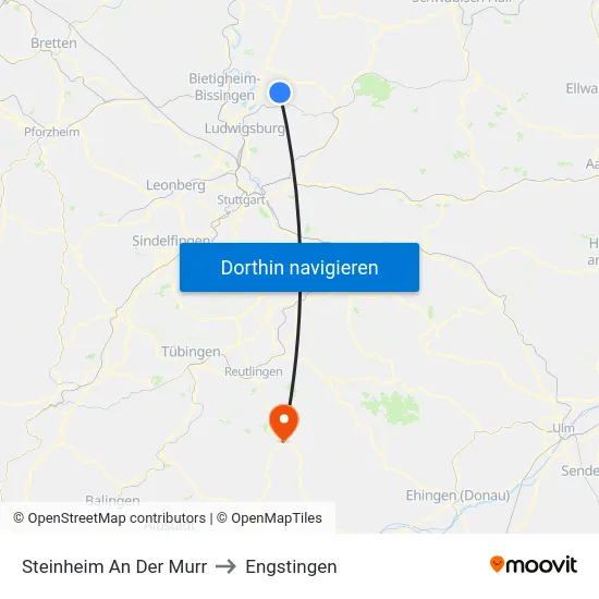 Steinheim An Der Murr to Engstingen map