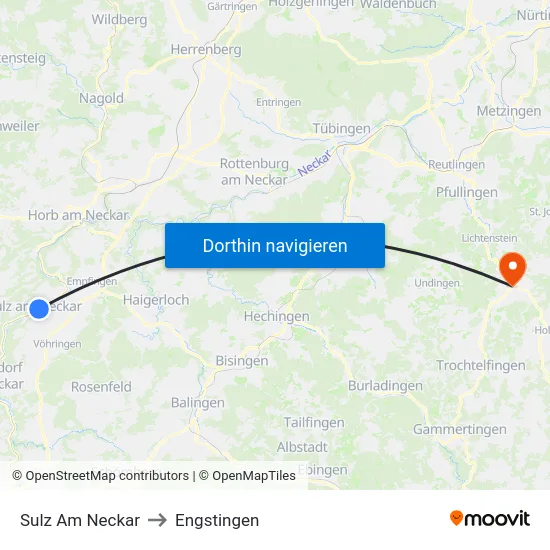 Sulz Am Neckar to Engstingen map